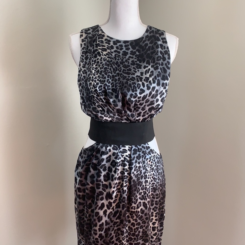 🆕 TOPSHOP Silk Leopard Print Belted Cutout Dress